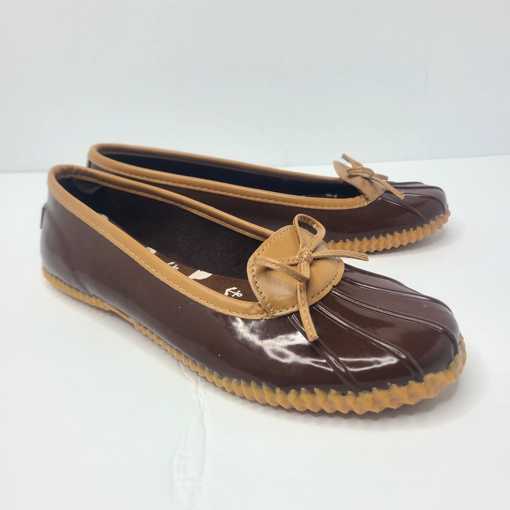 London Fog Duck Webster Waterproof Women's Shoes Size 8M Rubber Style Brown